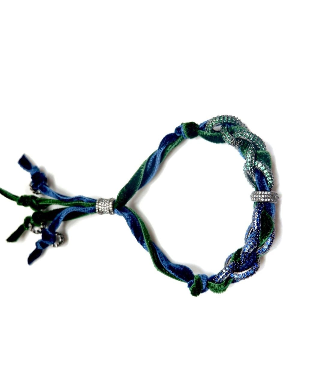 Persia Dona Jewelry Blue Midnight Emerald Velvet Bracelet