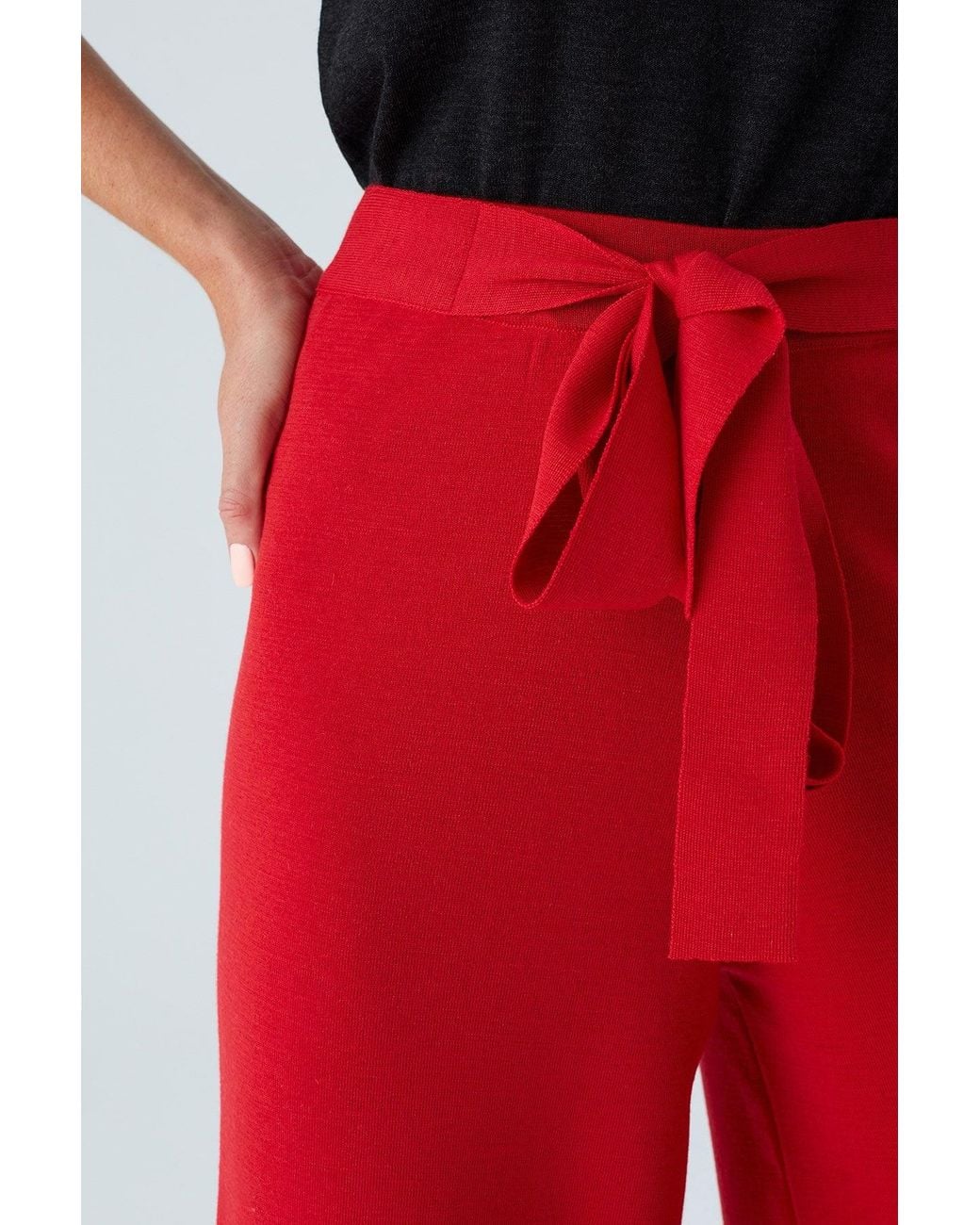 Peraluna Red Bell Bottom Knit Trousers