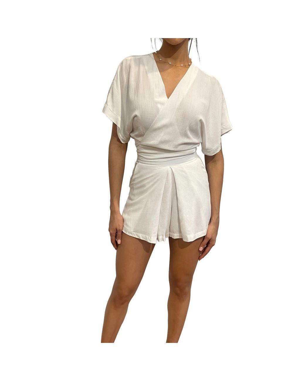 carlton jones Natural Viscose Linene Pleated Skort