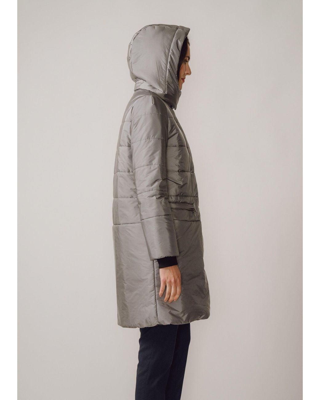 BEIRA Gray Francesca Water Resistant Padded Coat