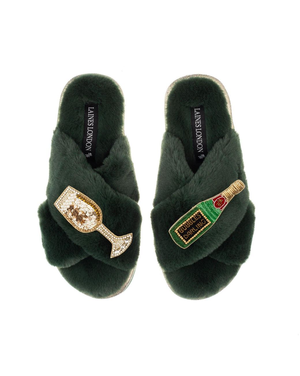 Fluffy slippers hot sale with brooch