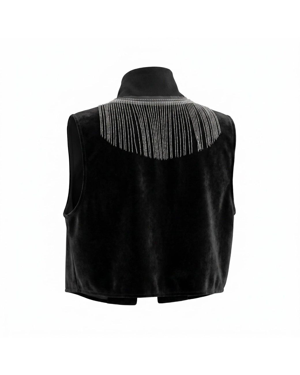 Saniya Khan Black Celine Fringe Vest