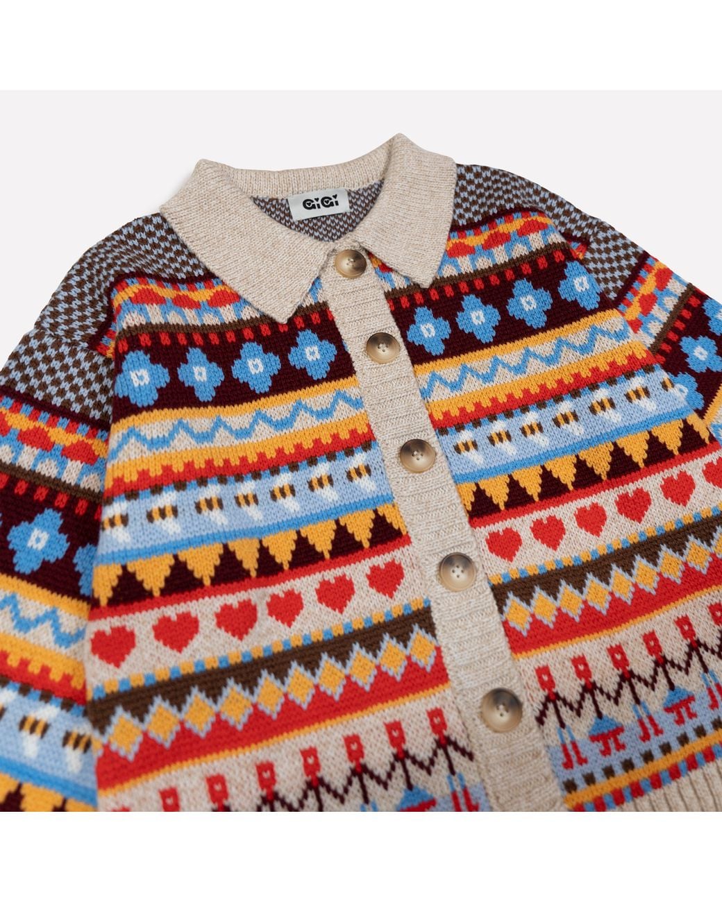 Gigi Knitwear Red Bee Garden Cardigan