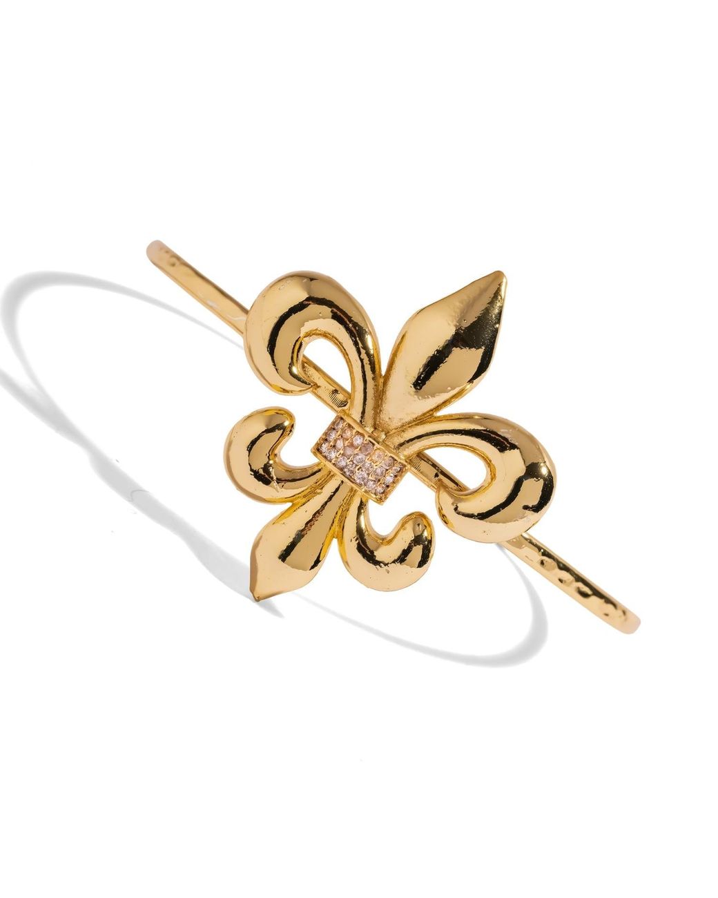 Ebru Jewelry Metallic Royal Fleur De Lis Crystal Cuff Bracelet