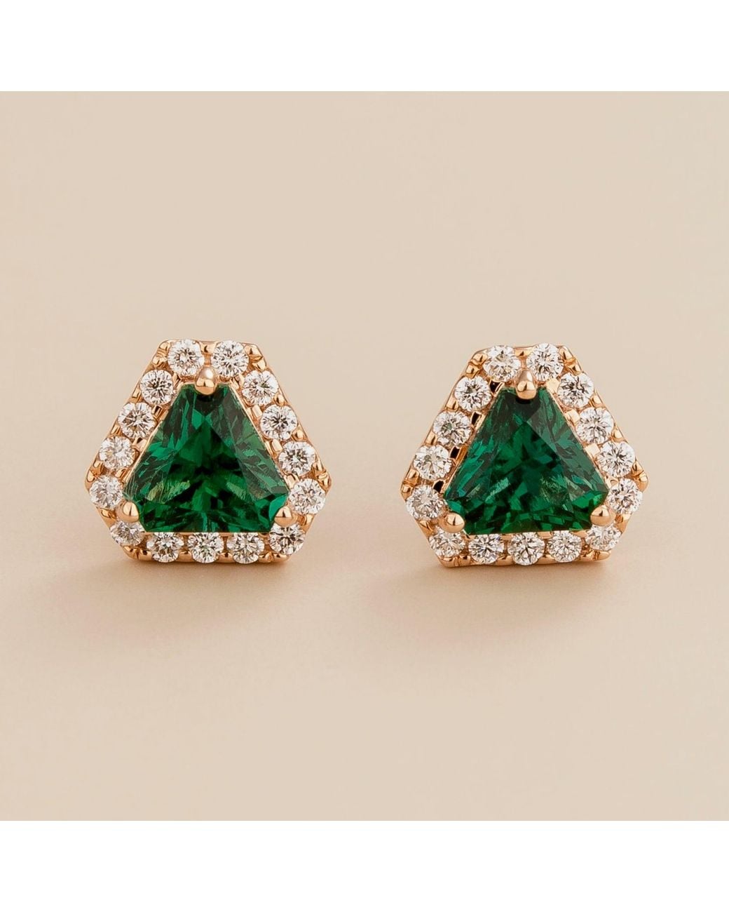 Juvetti Green Rose Diana Rose Earrings Emeralds & Diamonds