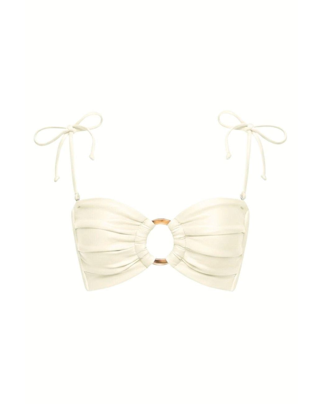Montce Natural Neutrals Cream Silkie Tori Ties Bandeau Bikini Top