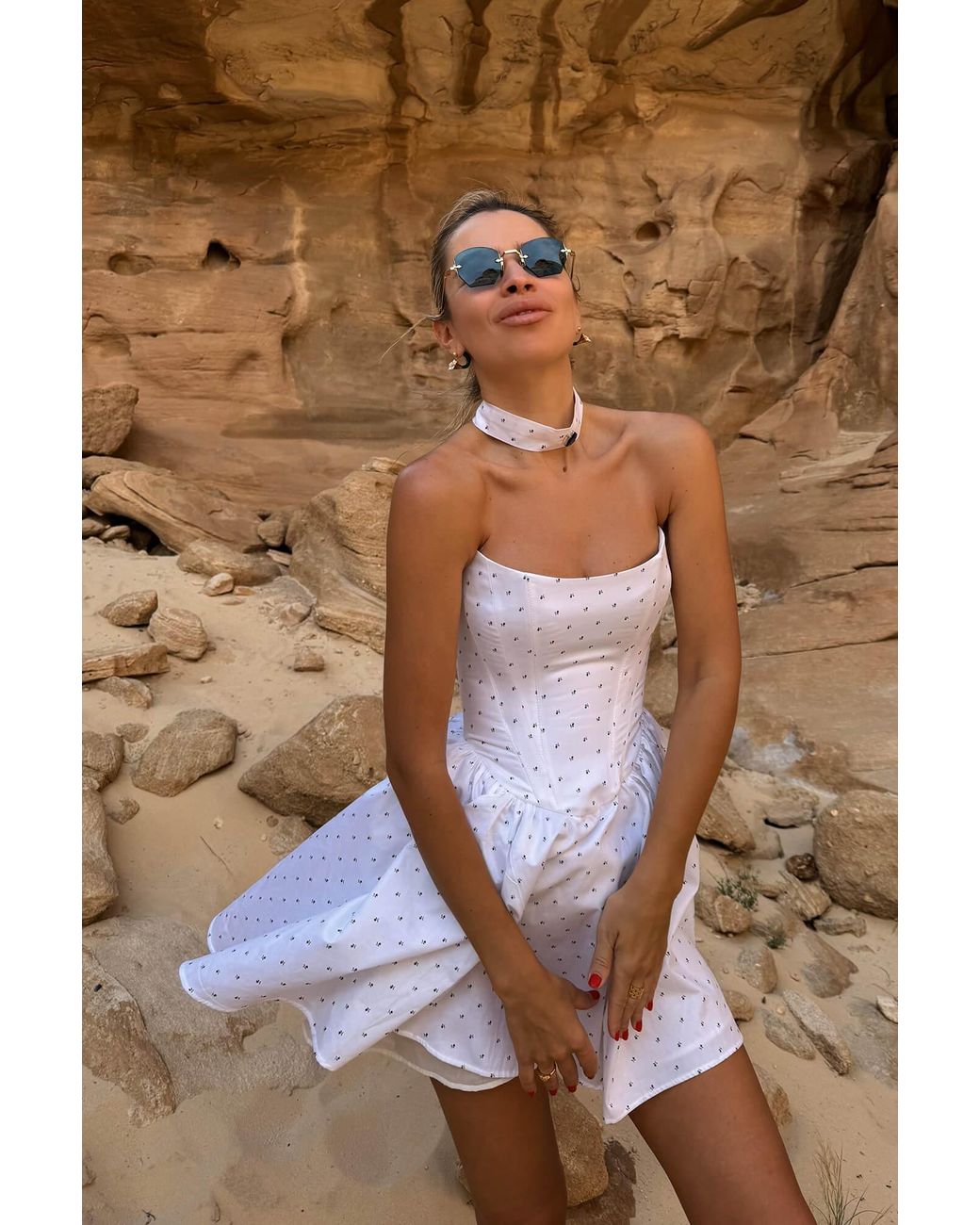 POST MERIDIEM White Tuck Corset Mini Dress