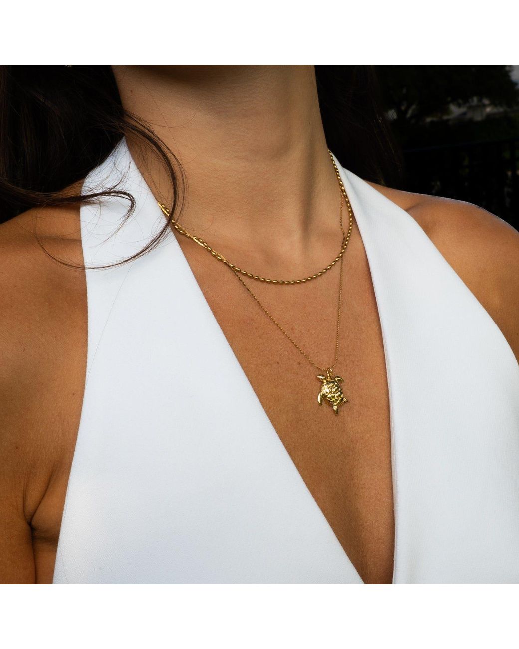 Ebru Jewelry Metallic Sacred Sea Turtle Talisman Layered Necklace