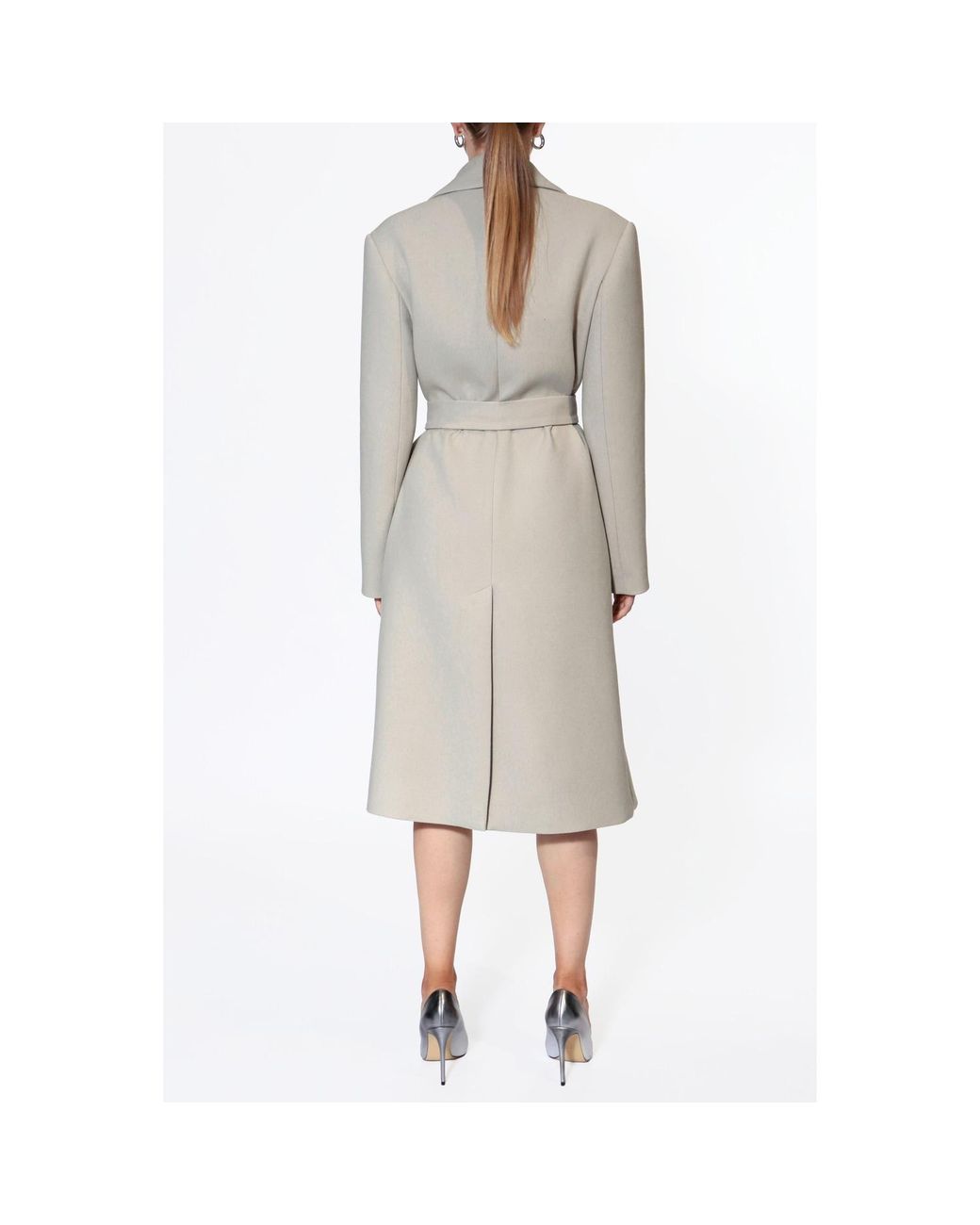 AGGI by HALEWSKI White Neutrals Michelle Cold Ivory Midi Coat