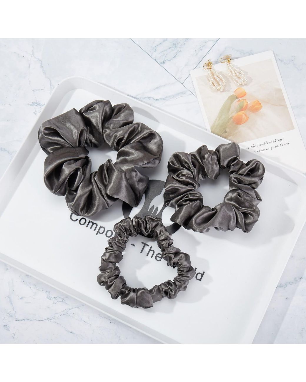 Soft Strokes Silk Metallic Pure Mulberry Silk Mini Scrunchie Set Of Five