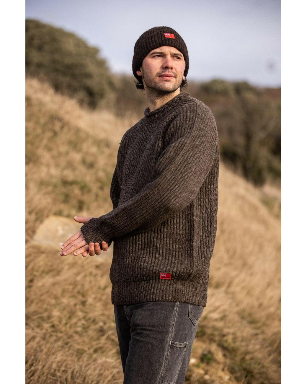 Arthur Beale Brown Neutrals Fisherman Jumper for men