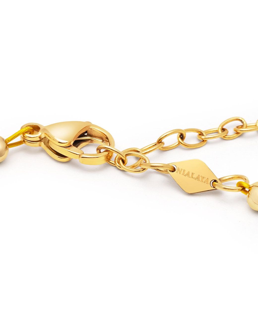 Nialaya Metallic Pearl Choker With Flower Beads