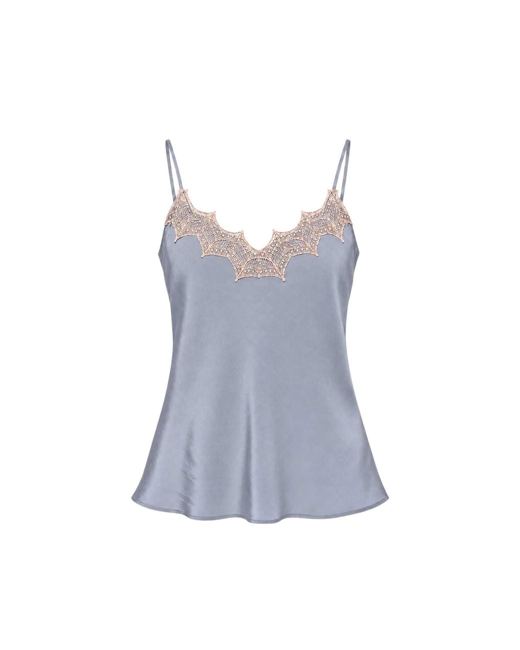 Humans & Land Blue Laced Silk Lingerie Top