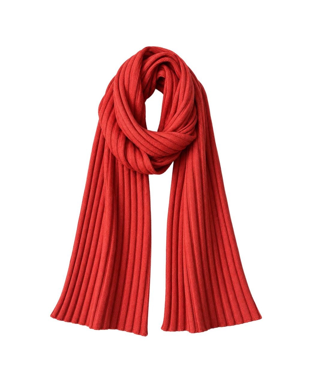 SEREN LONDON Red Ribbed Wool Scarf