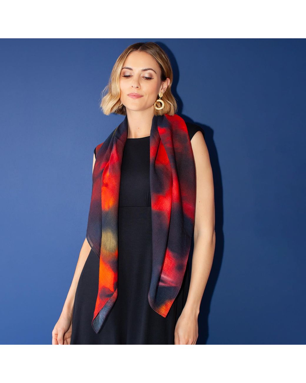 Alie Street London Purple Minerva Silk Wool Scarf Midnight Ember