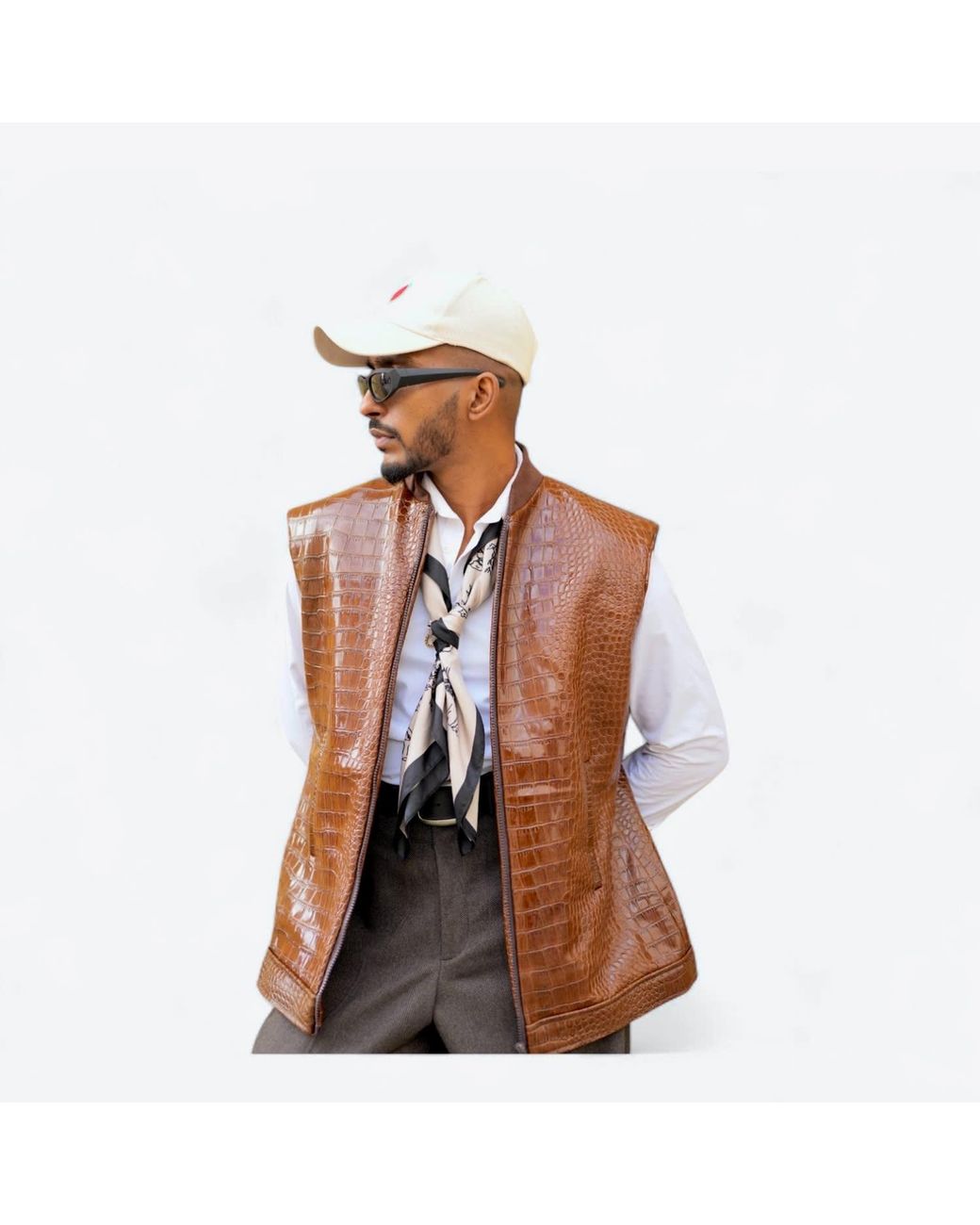 Jpo Brown Koch House Vegan Reptilian Leather Gilet for men