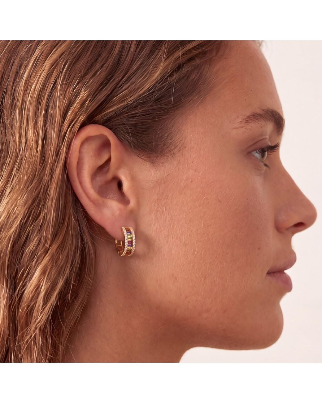 Latelita London Metallic Baguette Huggie Hoop Earrings