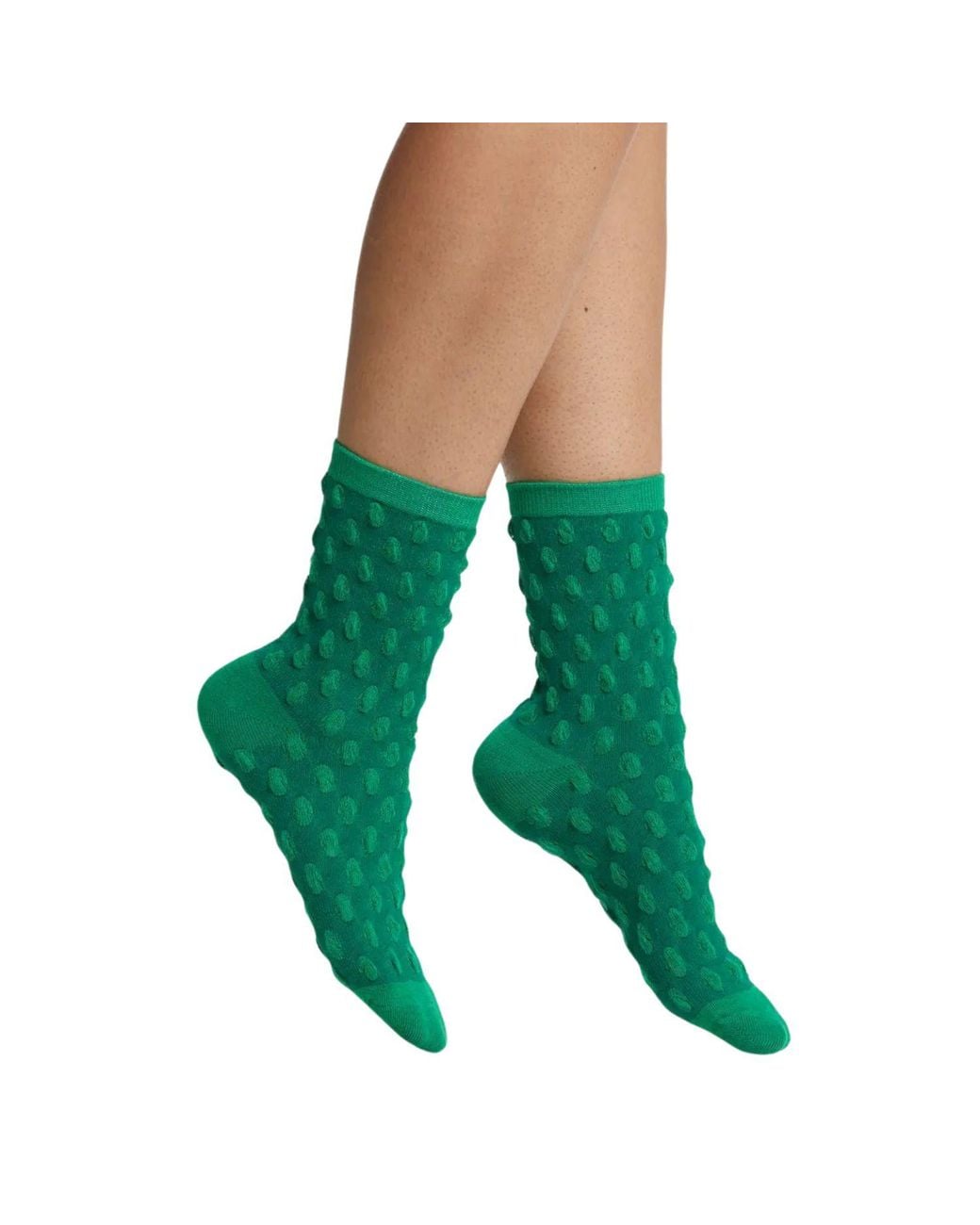 HIGH HEEL JUNGLE by KATHRYN EISMAN Green Waffle Combed Cotton Socks