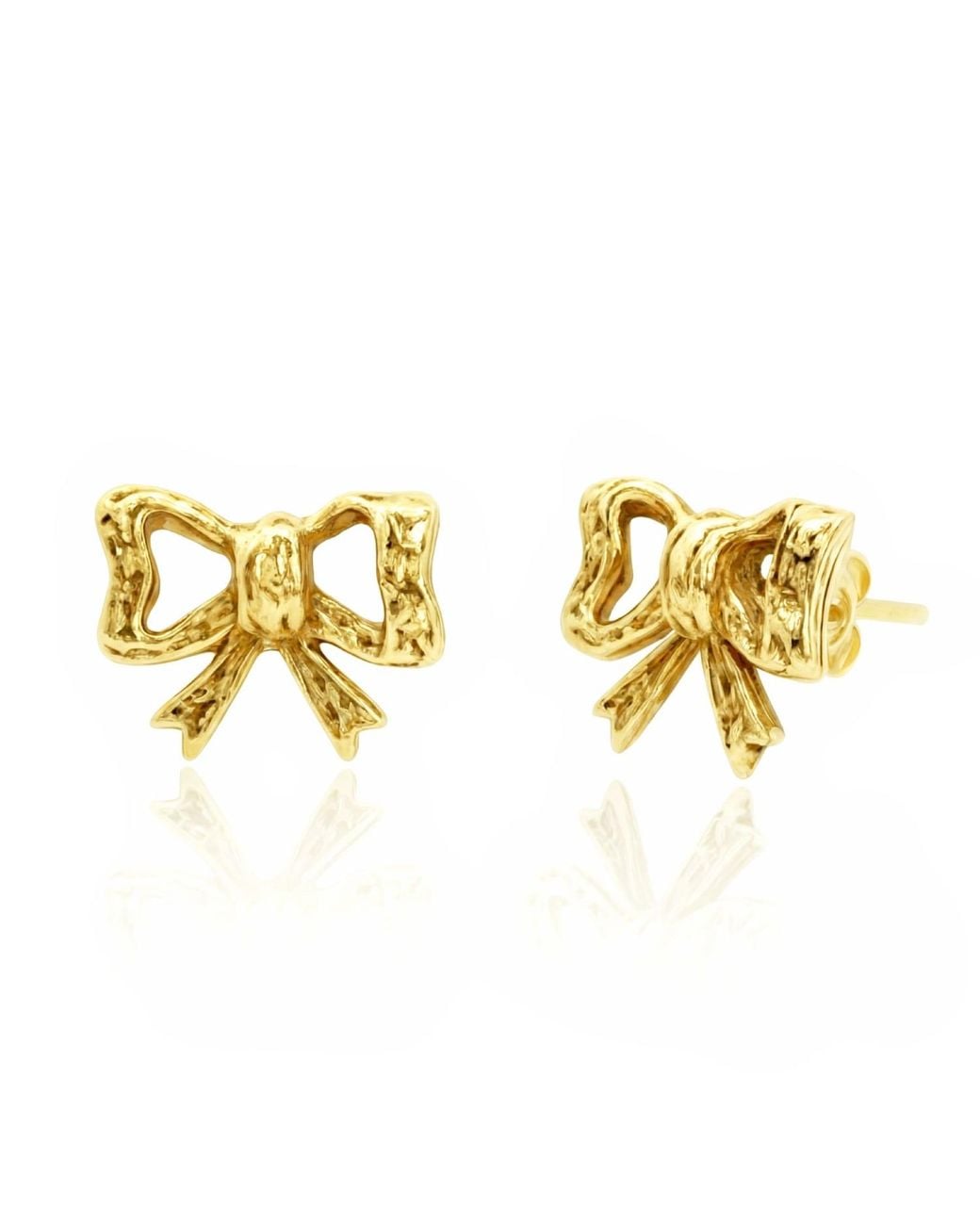 Unaloe Metallic Plated Ribbon Bow Earrings – Chic Minimal Style And Symbol Of Grace – Jewellery For