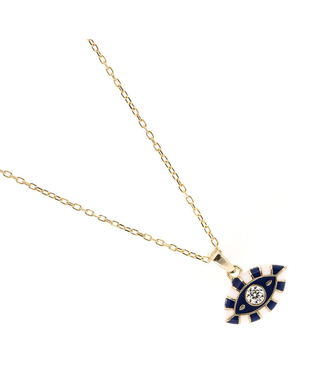 Ebru Jewelry Metallic Black And White Evil Eye Necklaces