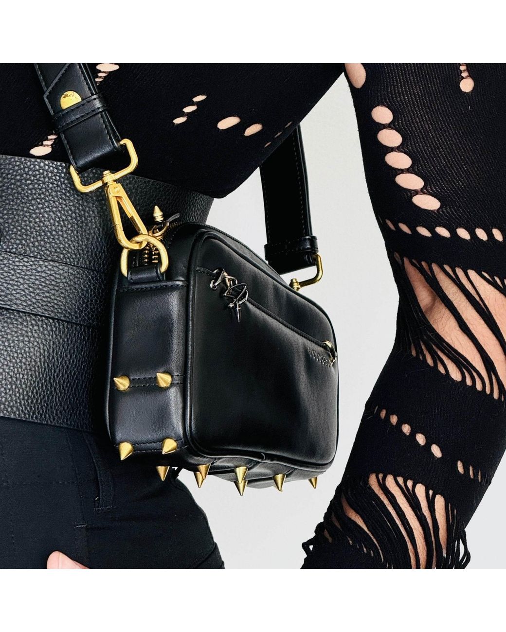 Pimpinicchio New York Black Asymmetrical Belt Bag for men