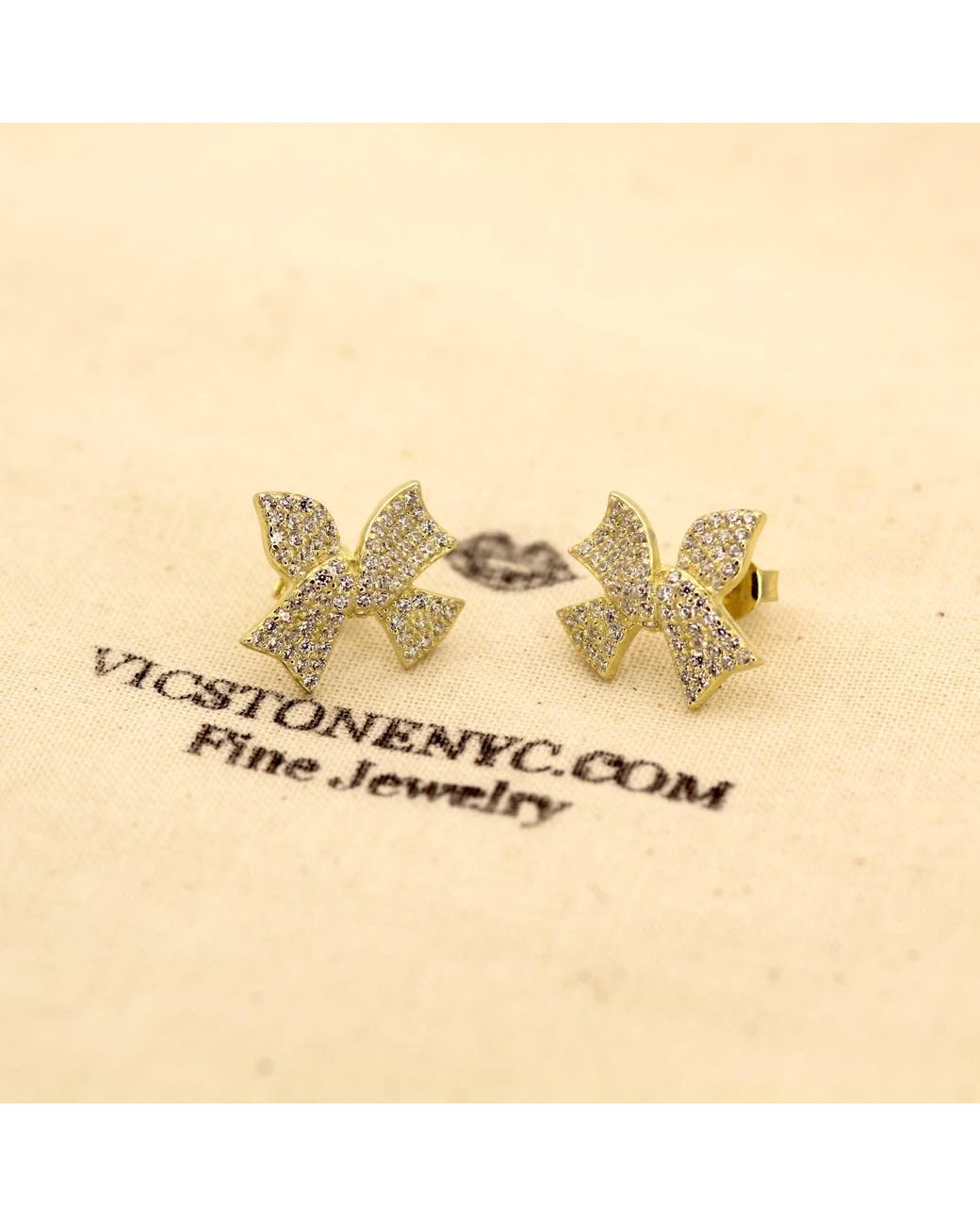 VicStoneNYC Fine Jewelry Natural Lovely Ribbon Stud Vermeil Earrings