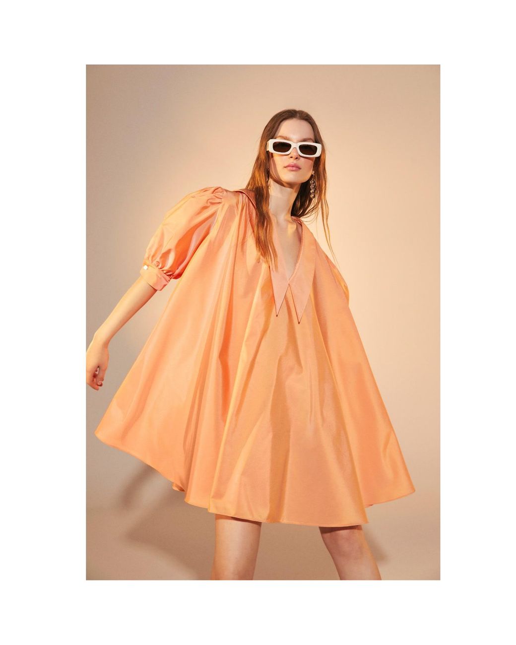 NAZLI CEREN Orange Poppy Ruffled Dress