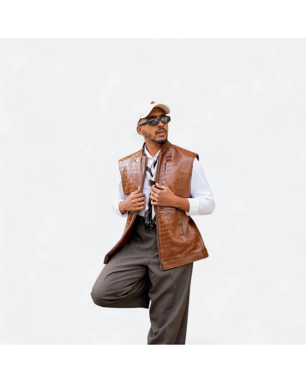 Jpo Brown Koch House Vegan Reptilian Leather Gilet for men