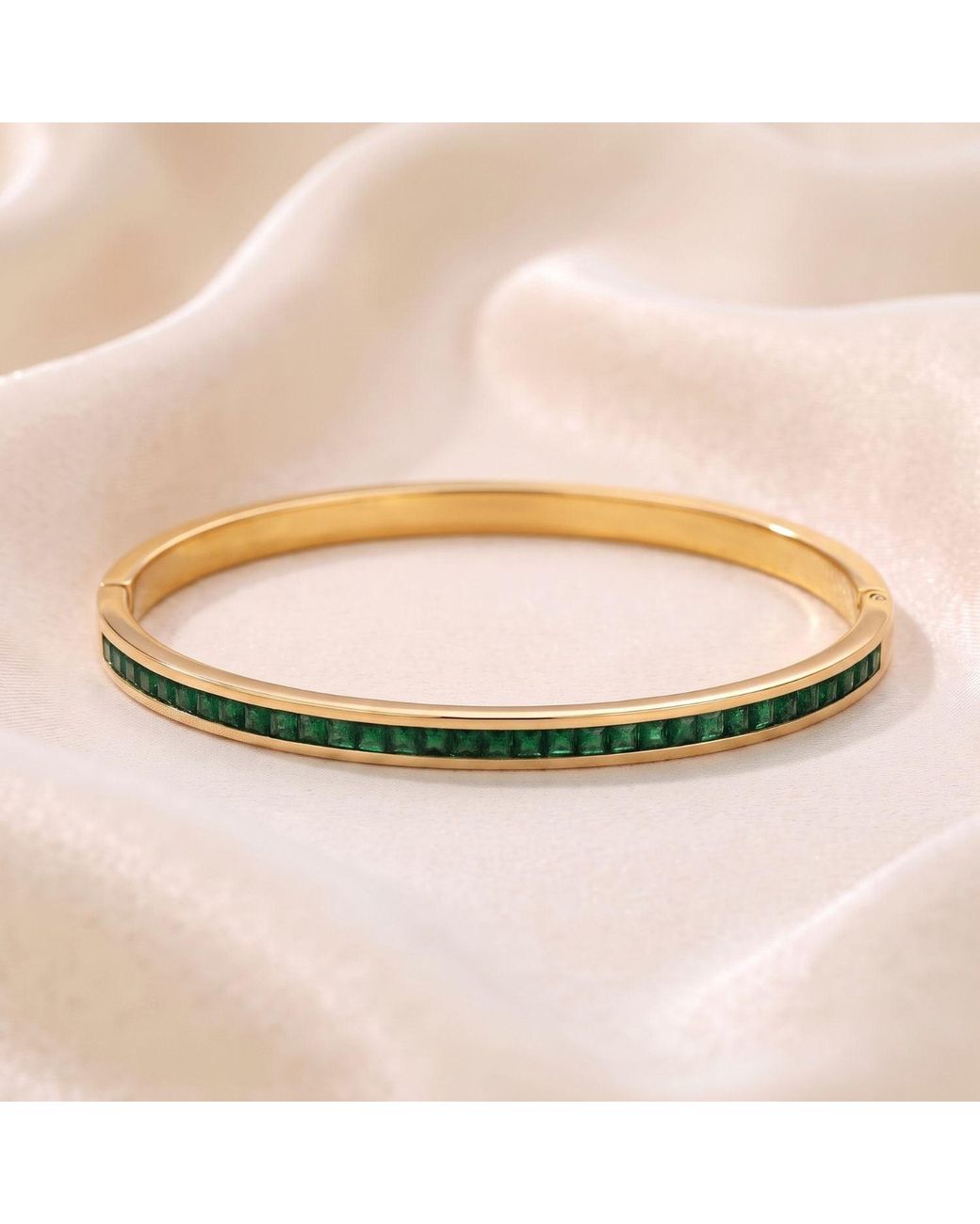 Sophelia Blue Plated Emerald May Birthstone Tennis Bangle