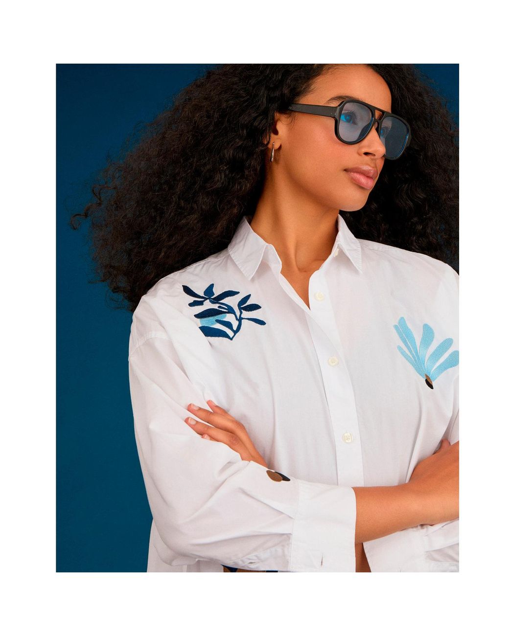 INGMARSON White Abstract Floral Organic Cotton Shirt