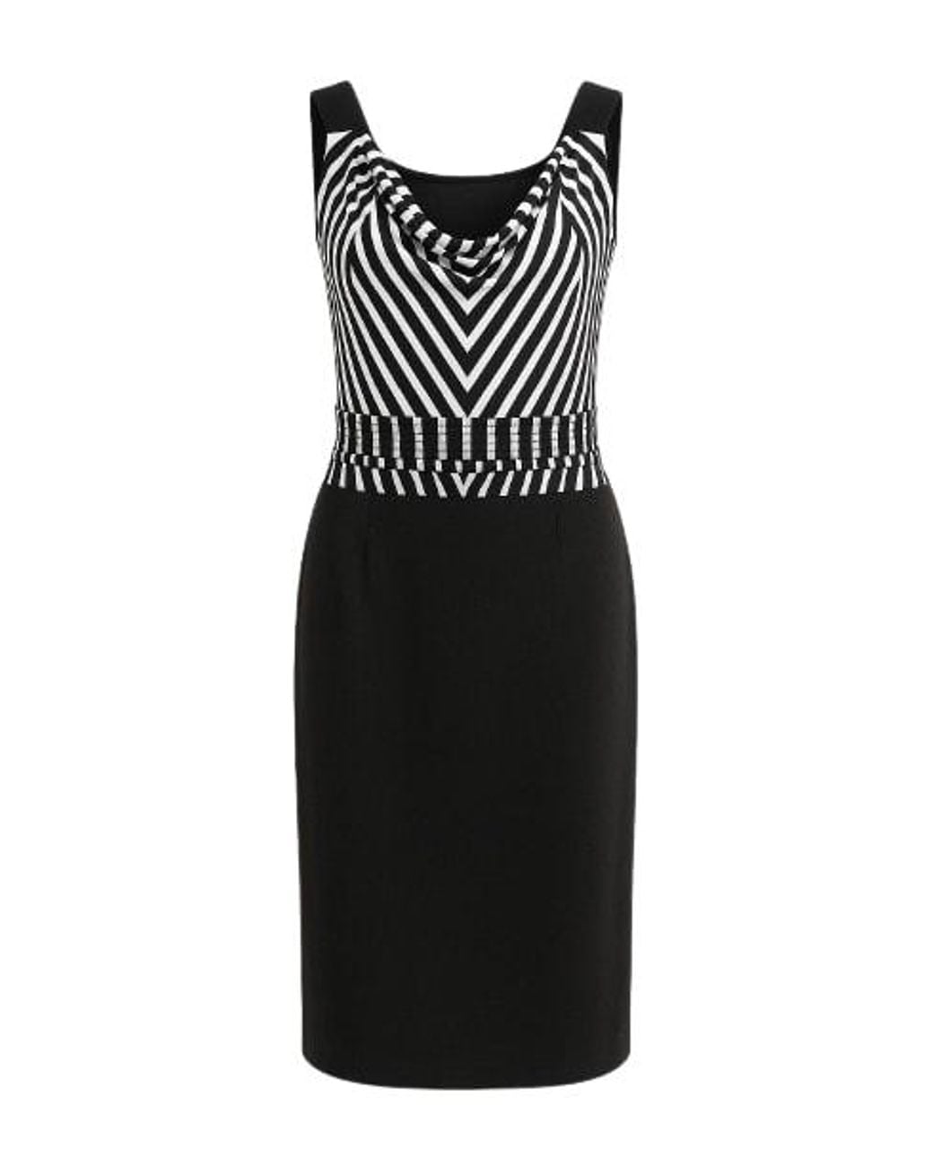 Conquista Black Cowl Neck Print Dress