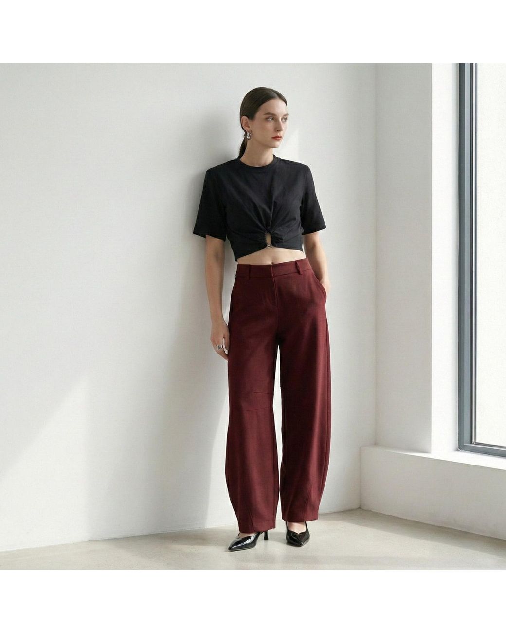 AGGI by HALEWSKI Black Krisa Smocked Crop Top