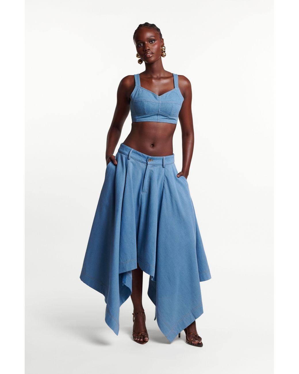 Ofuure Blue Light Denim Sabina Handkerchief Skirt