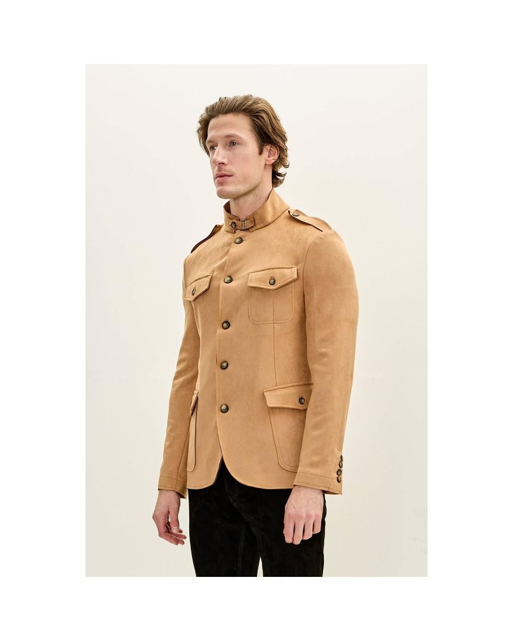 Ron Tomson Natural Neutrals Microsuede Lightweight Safari Jacket for men