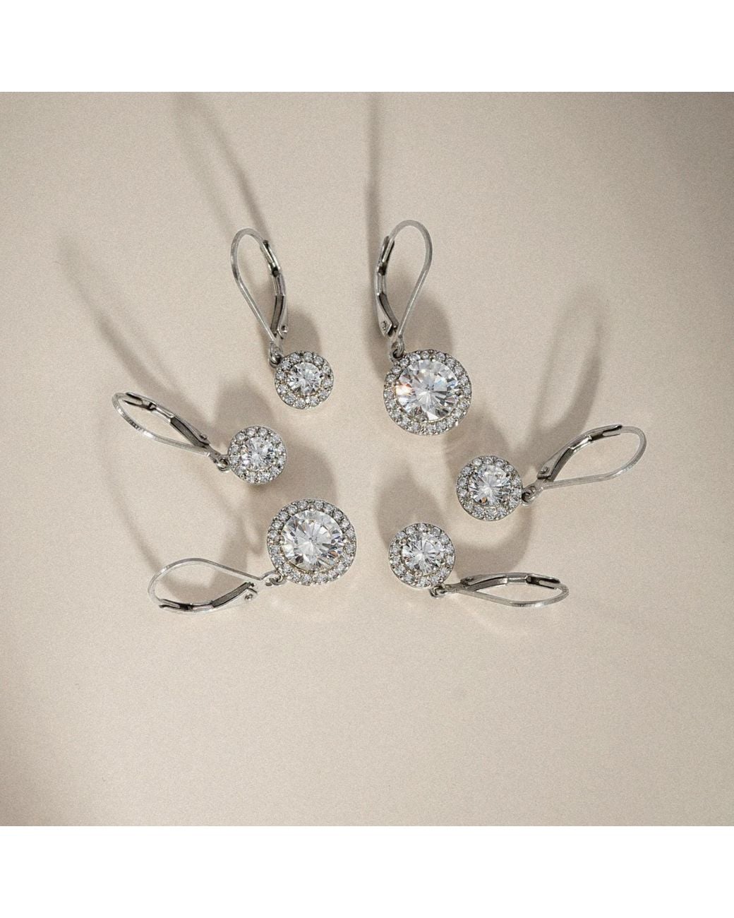 Diamonbliss Metallic Leverback Drop Halo Earrings, One Carat