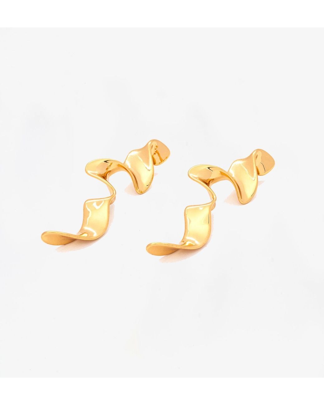 Uchi and Soto Metallic Nami Long Wave Earrings