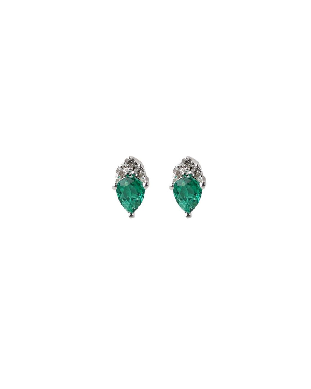 NASI SILVER Green Pear Atarah Studs- Crystal Spinel & Topaz