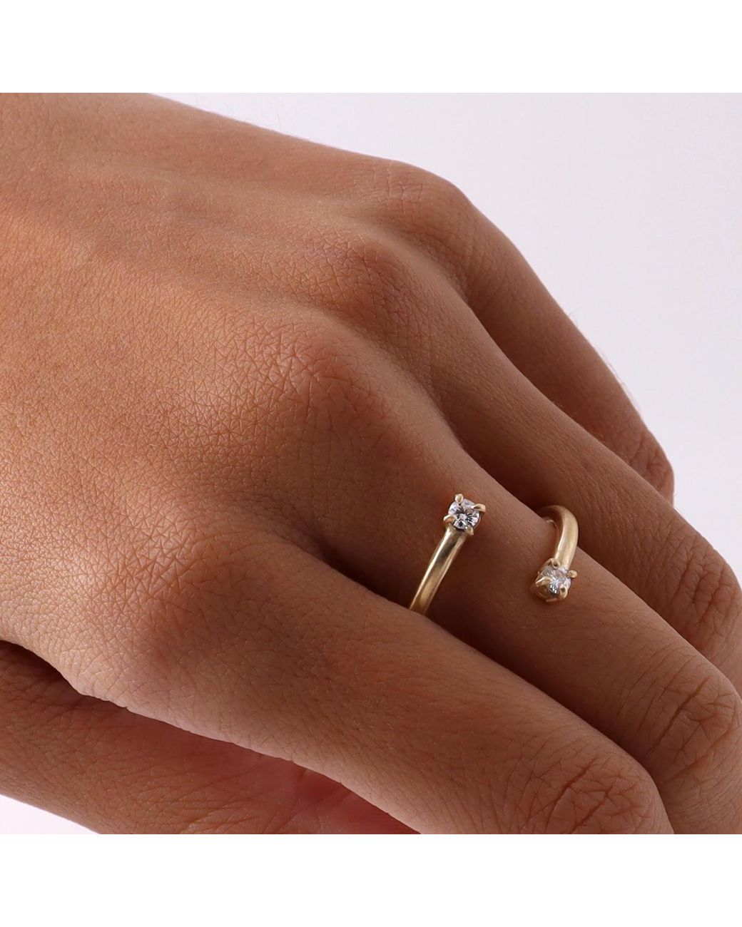 Gabriella Alicia Metallic Moissanite Toi Et Moi Wrap Ring