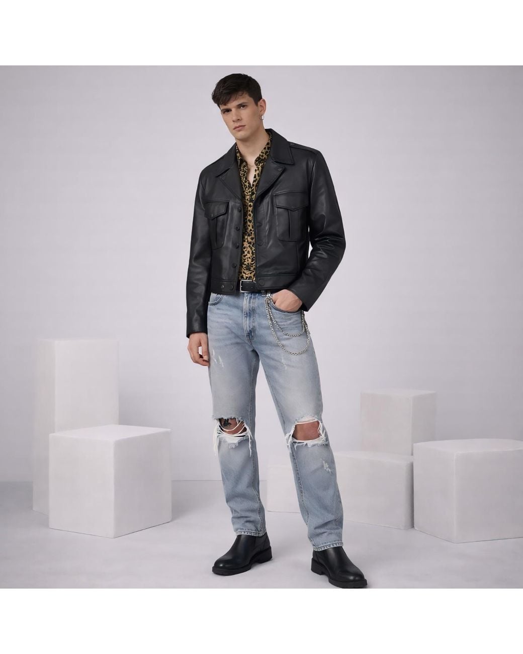 Zasta Studio Black Enticer Uniform Leather Jacket for men