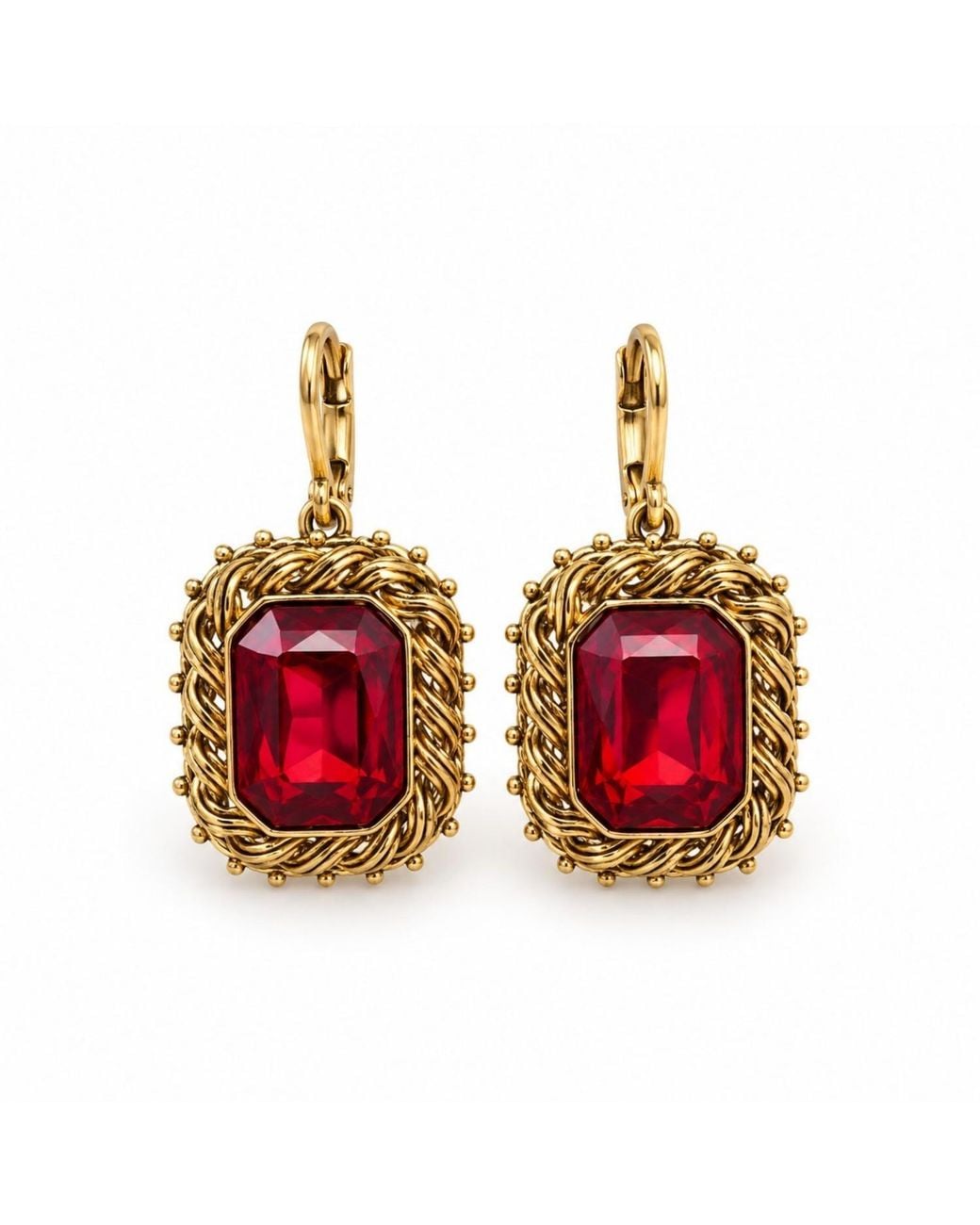 Vstyle Red Ruby Crystal Statement Earrings