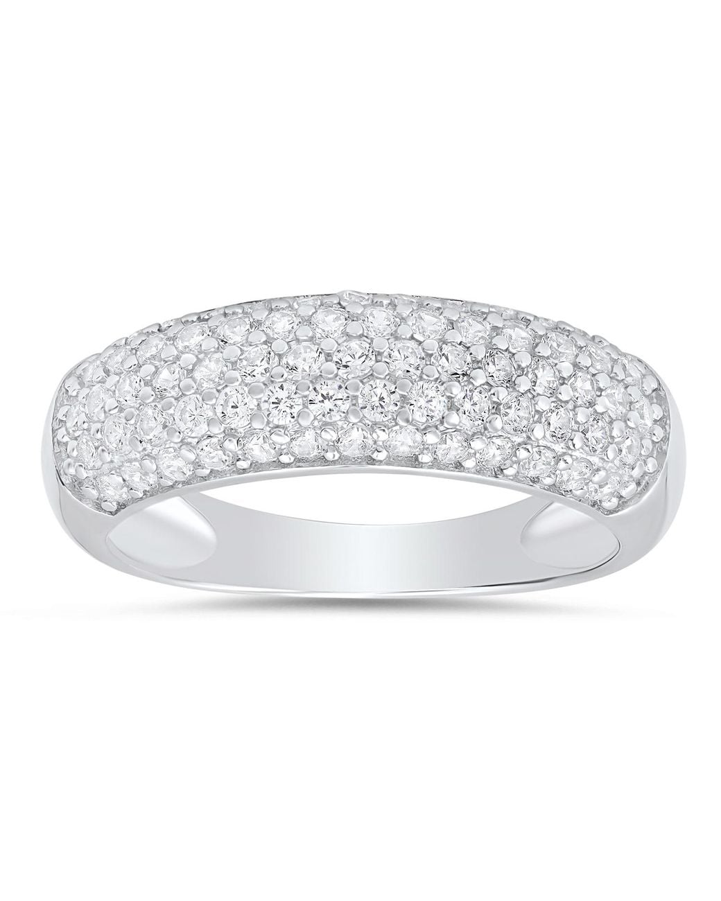 Kylie Harper Metallic Sterling Multi Row Pave Diamond Cz Band Ring