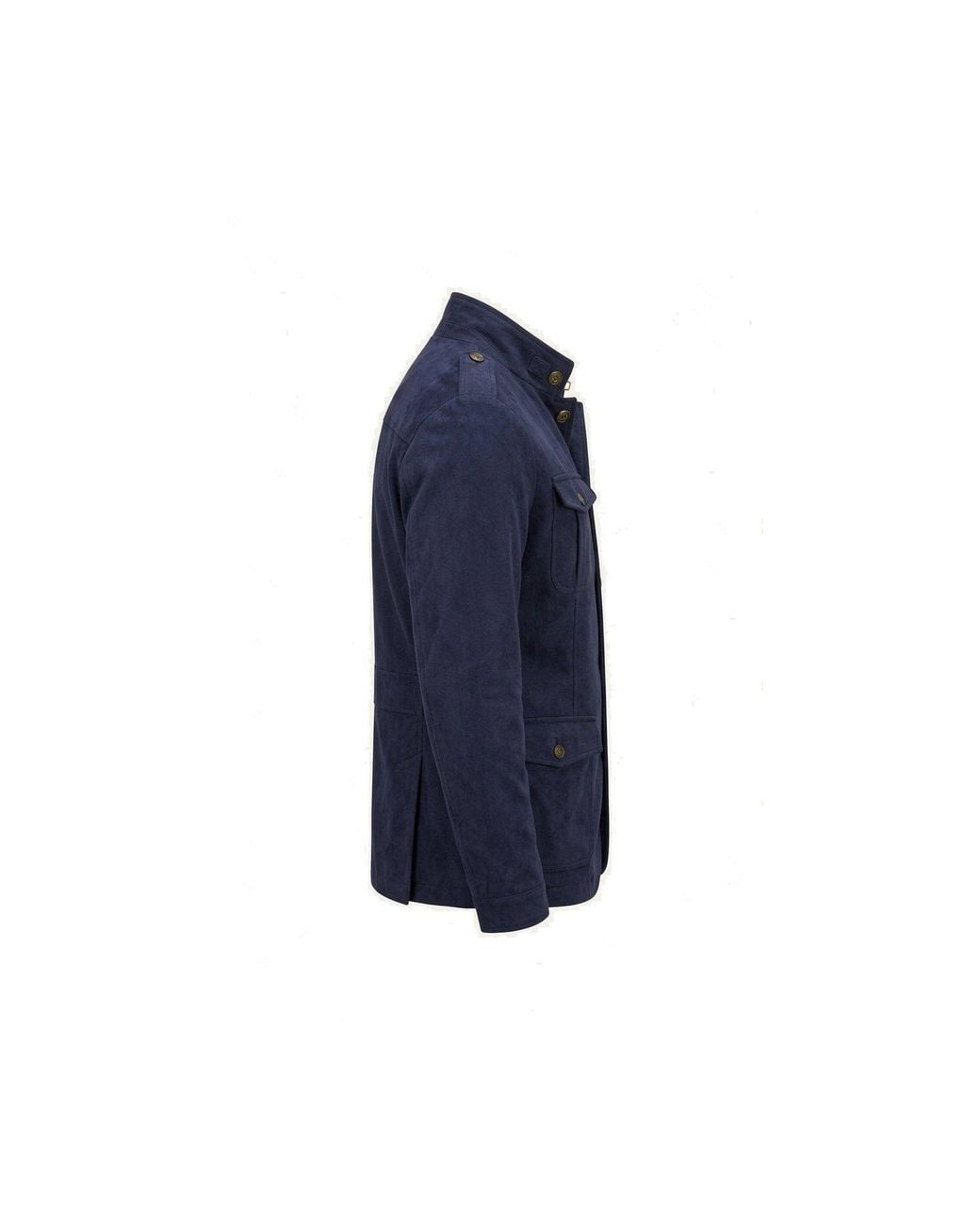 Ron Tomson Blue Microsuede Lightweight Safari Jacket for men