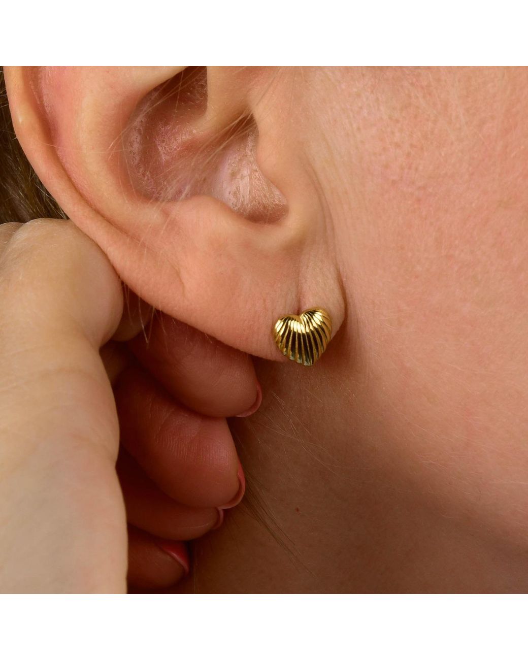 Nellou Jewellery Metallic Heart Beam Stud Earrings Plated Sterling