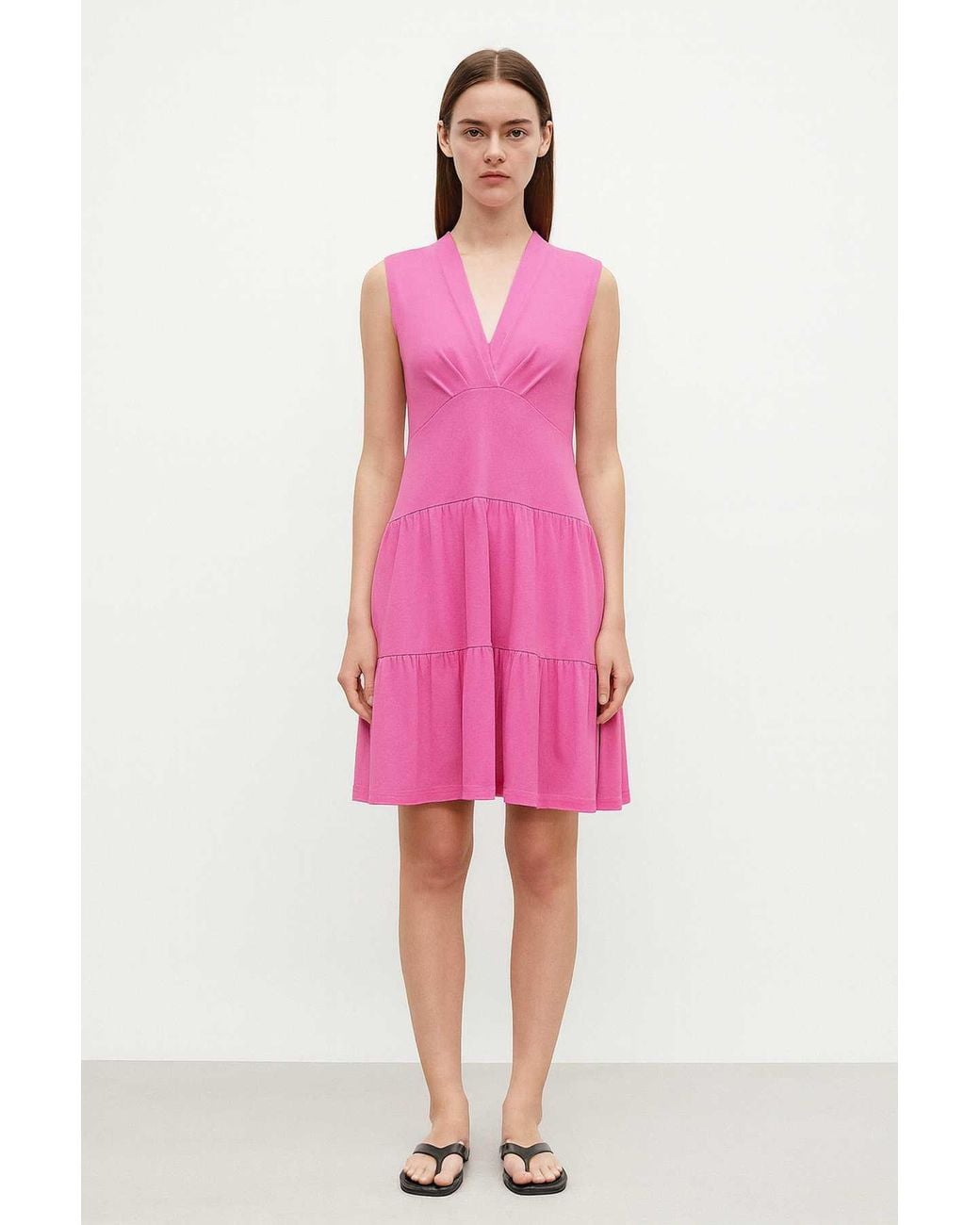 Conquista Pink Fuchsia Micromodal-Blend Jersey Sleeveless Dress