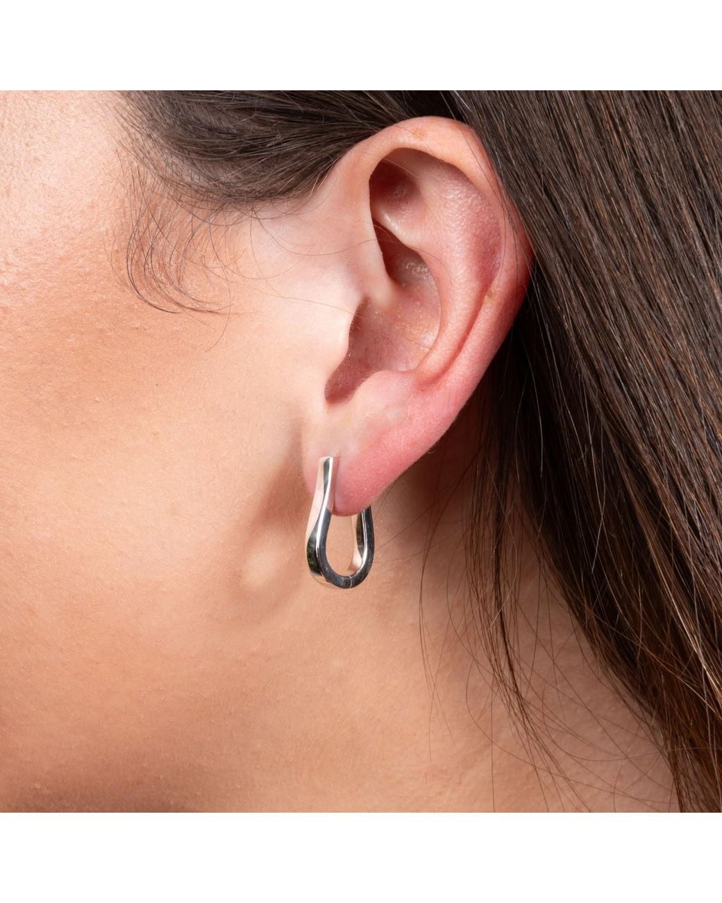 Lucy Quartermaine White Solid Sterling Petal Hoops Medium