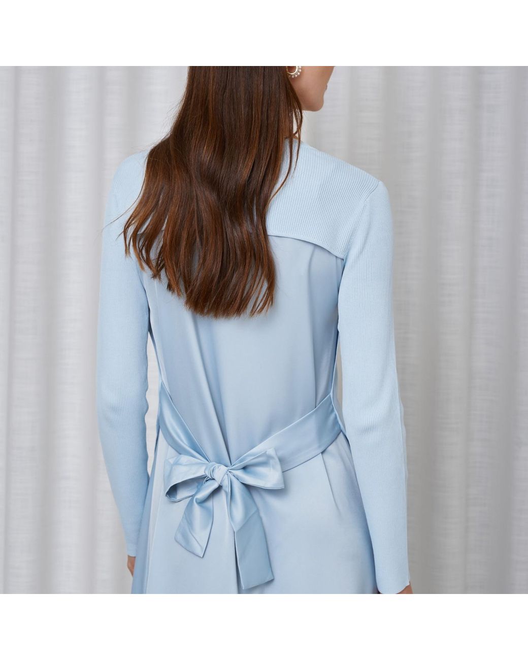 Roch Perel Blue Satin Aline Slip Dress