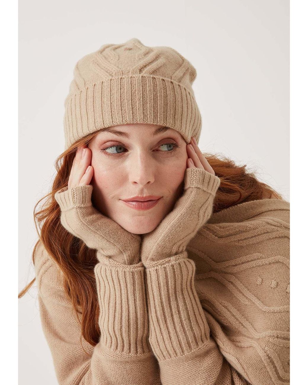 Loop Cashmere Natural Neutrals Cable Beanie