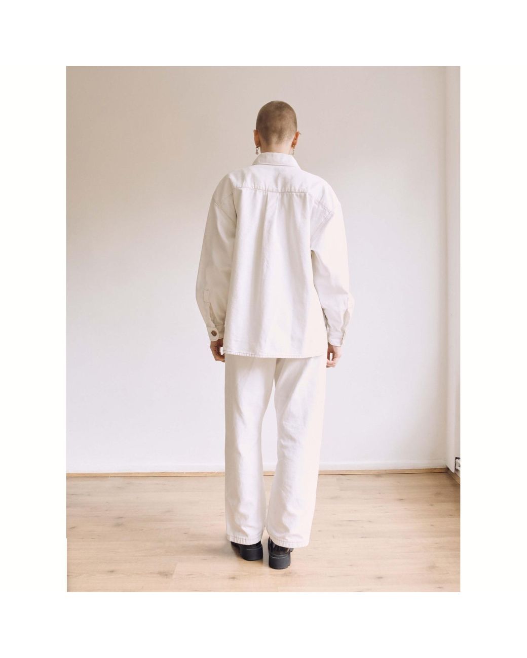 Heidi Stutt White Cotton-Canvas Shacket