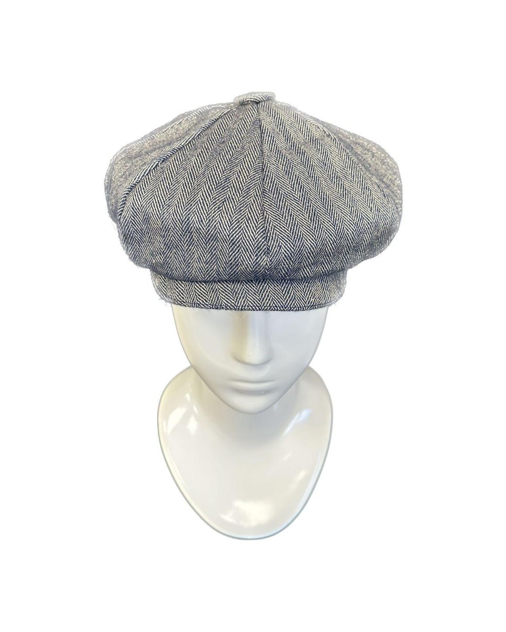 Kinalba Gray Herringbone Cashmere Baker Boy Cap for men