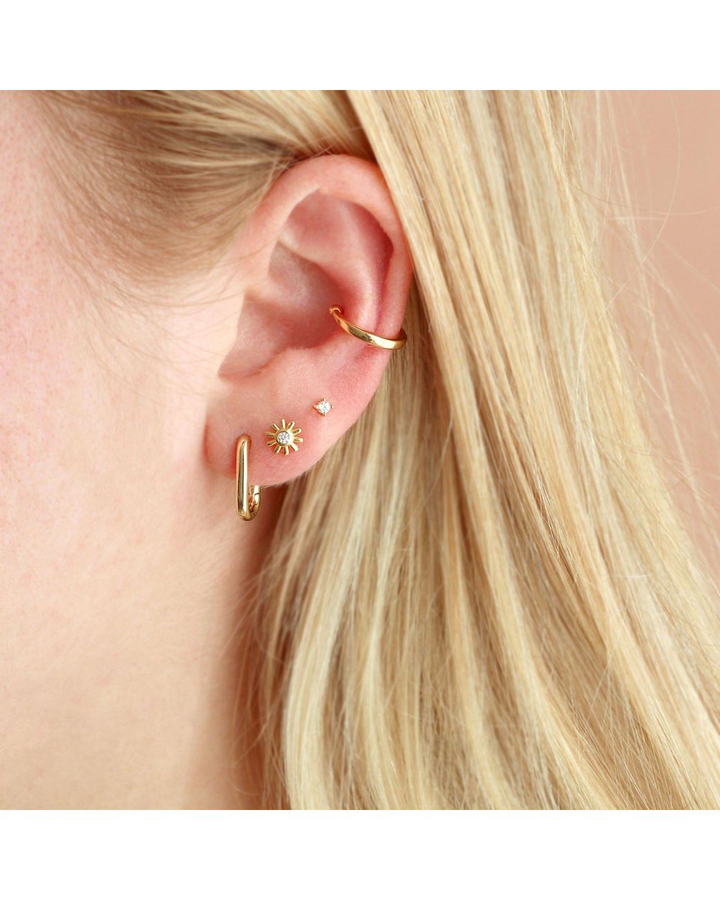 Kris Nations Metallic Oval Huggie Hoop Earrings